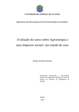 Avaliação do curso sobre Agroenergia e seus impactos sociais