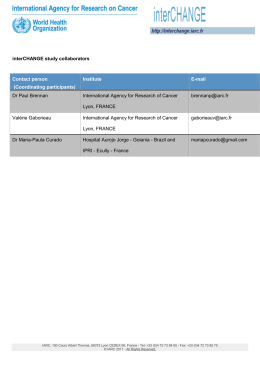 interCHANGE study collaborators Contact person (Coordinating