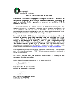 Edital Sebec/Proppg/Proex/Prograd n&ordm; 001/2015