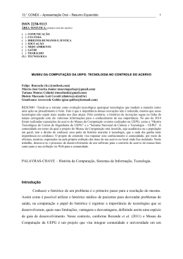 ISSN 2238-9113 PALAVRAS-CHAVE &ndash; Hist&oacute;ria da Computa&ccedil;&atilde;o