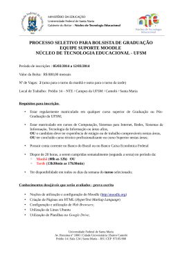 PROCESSO SELETIVO PARA BOLSISTA DE GRADUA&Ccedil;&Atilde;O EQUIPE SUPORTE MOODLE