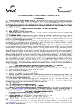 EDITAL DE RECRUTAMENTO E SELE&Ccedil;&Atilde;O INTERNO E EXTERNO