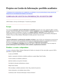 I JORNADA DE GESTÃO DA INFORMAÇÃO: SUGESTÃO 2009