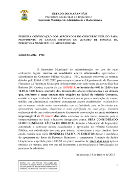 1&ordf; convoca&ccedil;&atilde;o dos aprovados do concurso p&uacute;blico de 2012.