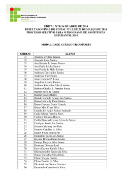 EDITAL N RESULTADO FINAL PROCESSO SELETIVO PAR