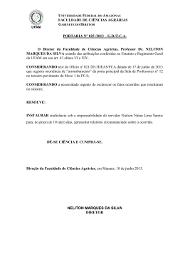 FACULDADE DE CIÊNCIAS AGRÁRIAS PORTARIA N° 025 /2013