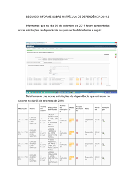 segundo informe sobre matrícula de dependência 2014