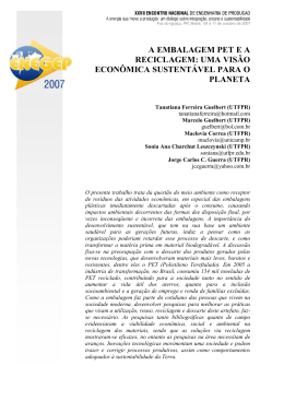 a embalagem pet e a reciclagem: uma vis&atilde;o econ&ocirc;mica