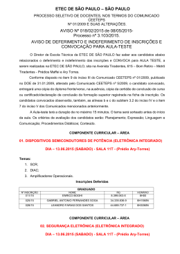 Convocação para Aula-teste Processo 3103/15