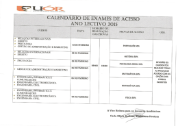 CALENDÁRIO DE EXANIES DE ACESSO ANO LECTIVO 2015