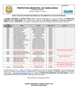 Resultado dos Pedidos de Isen&ccedil;&atilde;o solicitados no per&iacute;odo de 15/08
