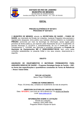 estado do rio de janeiro munic&iacute;pio de mendes edital
