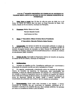 ArA OA 1° REUNIÃO Onománm OO cONsELHO OE usuÁmOs oA