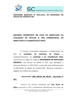 SCAssessoria e Consultoria ltda. PROCESSO SELETIVO