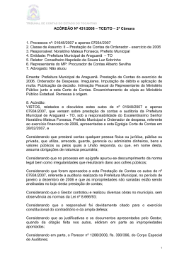Decis&atilde;o, Relat&oacute;rio e Voto. - Tribunal de Contas do Estado do