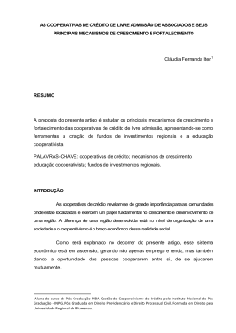 AS COOPERATIVAS DE CR&Eacute;DITO DE LIVRE ADMISS&Atilde;O DE