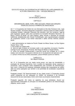 ESTATUTO SOCIAL DA COOPERATIVA DE