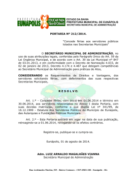 PREFEITURA MUNICIPAL DE EUNÁPOLIS PORTARIA Nº 212/2014.
