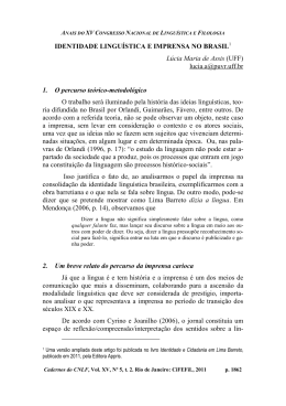 IDENTIDADE LINGU&Iacute;STICA E IMPRENSA NO BRASIL1 L&uacute;cia Maria