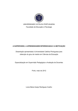 A SUPERVIS&Atilde;O, A APRENDIZAGEM DIFERENCIADA E A
