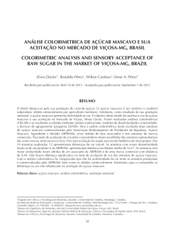 an&aacute;lise colorimetrica de a&ccedil;&uacute;car mascavo e sua aceita&ccedil;&atilde;o no