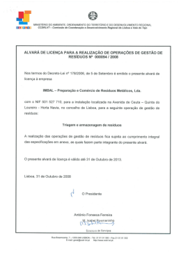 ALVAR&Aacute; DE LICEN&Ccedil;A PARA A REALIZA&Ccedil;&Atilde;O DE