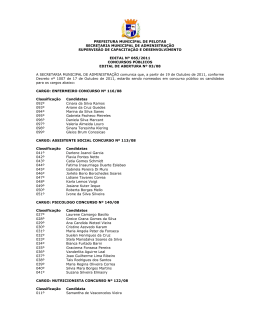 Edital Nº 065/2011 - Nomeados - Prefeitura Municipal de Pelotas