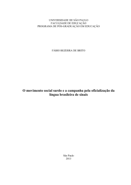 O movimento social surdo e a campanha pela oficializa&ccedil;&atilde;o da