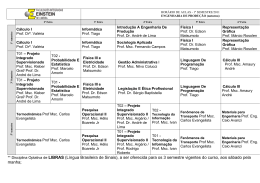 ** Disciplina Optativa de LIBRAS (L&iacute;ngua Brasileira de Sinais), a ser