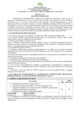 1 &ndash; LIBRAS: L&iacute;ngua Brasileira de Sinais. &bull; Licenciatura em Letras ou