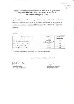 An&aacute;lise das candidaturas ao Mestrado em Gest&atilde;o da