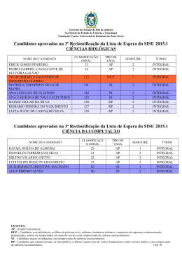 3&ordm; Reclassifica&ccedil;&atilde;o da Lista de Espera do SISU 2015.1