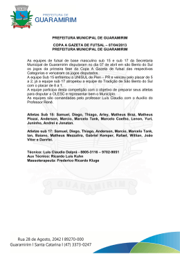 Futsal sub 15 e sub 17 - Prefeitura Guaramirim