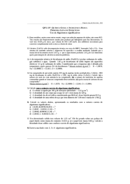 QUÍMICA GERAL E INORGÀNICA BÁSICA PRIMEIRA LISTA DE