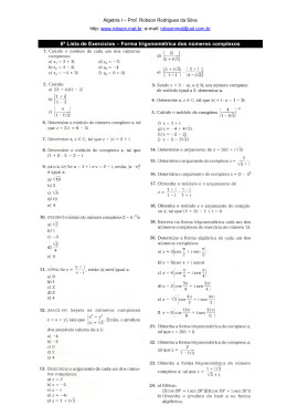 6&ordf; Lista de Exerc&iacute;cios &ndash; Forma trigonom&eacute;trica dos n&uacute;meros complexos