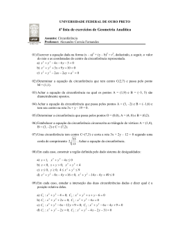 4&ordf; lista de exerc&iacute;cios de Geometria Anal&iacute;tica