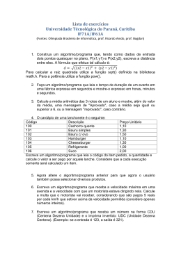 Lista de exercícios Universidade Técnológica do Paraná