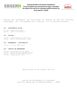 29/01/2014 - Relação de candidatos isentos da taxa de inscrição