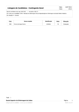 Colocados - Contingente Geral - Escola Superior de Enfermagem
