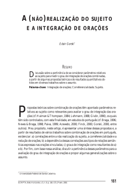 realiza&ccedil;&atilde;o do sujeito e a integra&ccedil;&atilde;o de ora&ccedil;&otilde;es. Edair