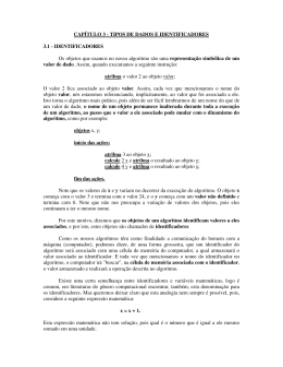 CAPÍTULO 3 - TIPOS DE DADOS E IDENTIFICADORES 3.1