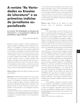 A revista “As Variedades ou Ensaios de Literatura”