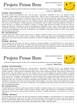 Projeto Pense Bem Projeto Pense Bem