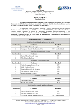 Edital n&ordm; 004/2013 Resultado Final