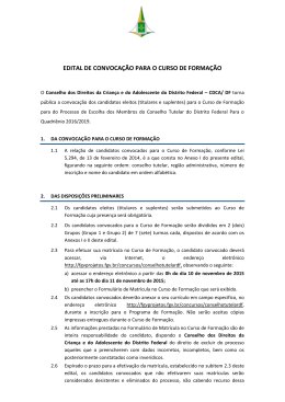EDITAL DE CONVOCA&Ccedil;&Atilde;O PARA O CURSO DE FORMA&Ccedil;&Atilde;O