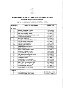 LISTA PROVISÓRIA DE sELEçÃO E SERIAÇÃO OE cANDIOATOs