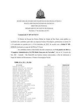 Comunicado Nº DP-343/323/13 O Diretor de Pessoal da Polícia