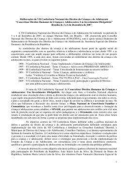 Delibera&ccedil;&otilde;es da VII Confer&ecirc;ncia Nacional dos Direitos da Crian&ccedil;a e