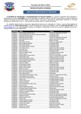 EDITAL DE HOMOLOGA&Ccedil;&Atilde;O DE INSCRI&Ccedil;&Atilde;O