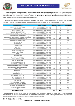 RELAÇÃO DE CANDIDATOS POR VAGA